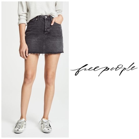 Free People Dark Grey/Black Mini Skirt (Size 8) - Picture 6 of 6